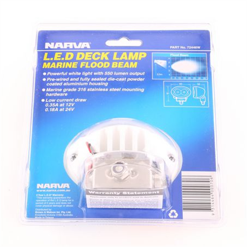 Narva 9-64 Volt L.E.D Work Lamp Flood Beam, White - 550 Lumens