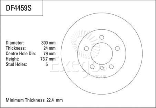 TRW Disc Brake Rotor 300m x 22.4 Min