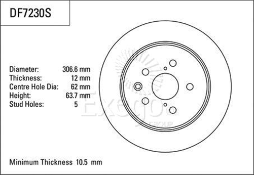 TRW Disc Brake Rotor 306.6mm x 10.5 min