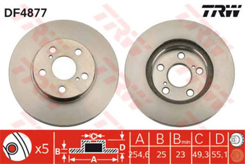 TRW Disc Brake Rotor 255mm x 23 Min
