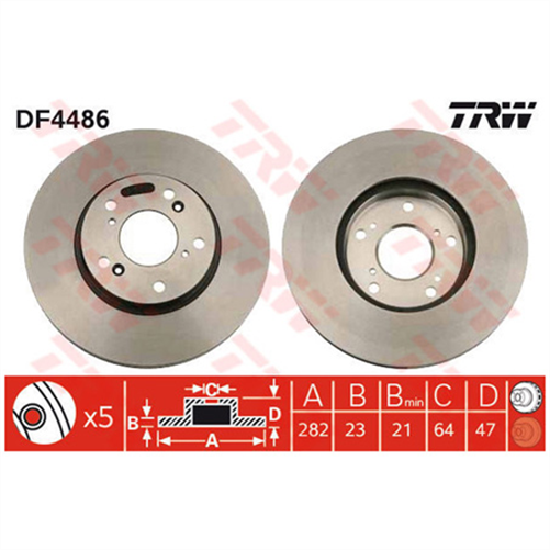 TRW Disc Brake Rotor 282mm x 21 Min