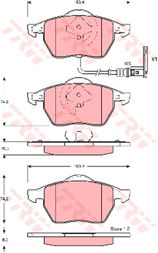 TRW Brake Pad Set Inc. Wear Sensor