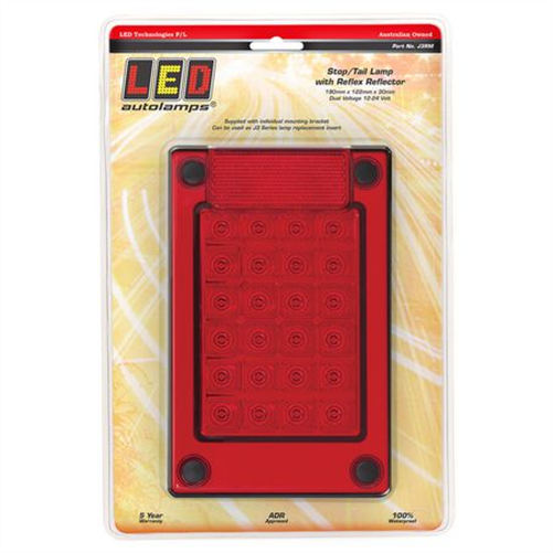 LED AUTO LAMPS Red LED Stop/Tail Lamp Insert For J3 Series Blister Pack