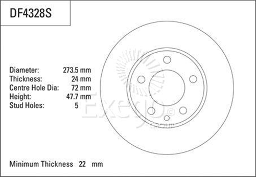 TRW Disc Brake Rotor 274mm x 22 Min