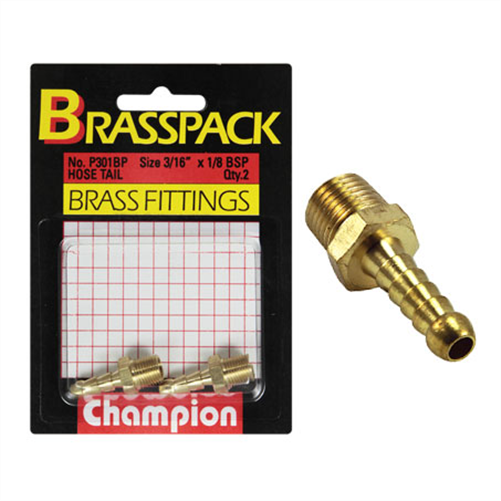 CHAMPION BRASSPK3/16X1/8BSP HOSE TAIL