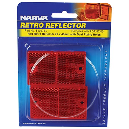 Narva Rectangle Red 43 X 72Mm - 2 Pce