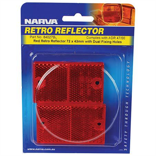 Narva Rectangle Red 43 X 72Mm - 2 Pce