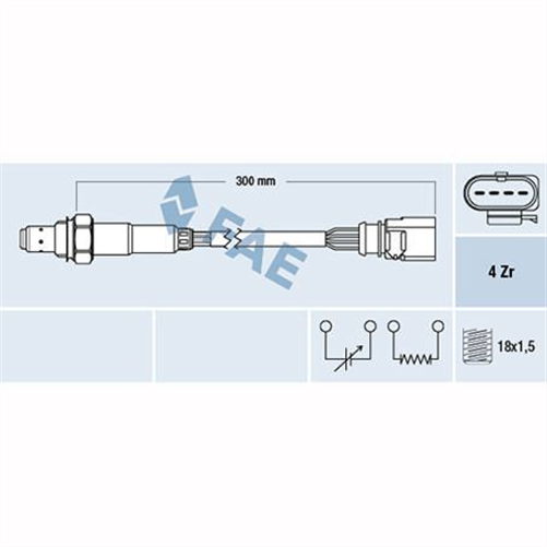 FUELMISER OXYGEN SENSOR DIRECT FIT 4 WIRE 300MM CABLE