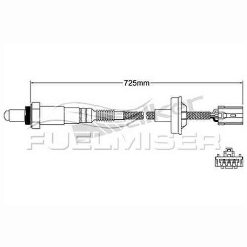 FUELMISER OXYGEN SENSOR DIRECT FIT 4 WIRE 725MM CABLE