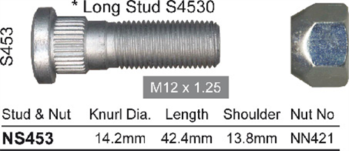 NICE WHEEL STUD & NUT - M12 X 1.25MM