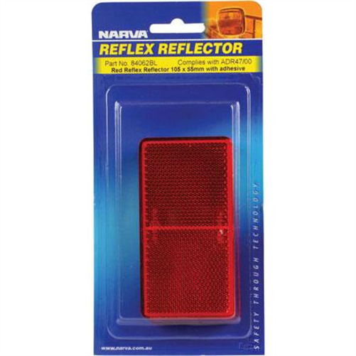 Narva Reflector Rectangle Red 55 X 105mm - 2 Pce