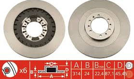 Disc Brake Rotor 314mm x 22.4 Min DF4485S