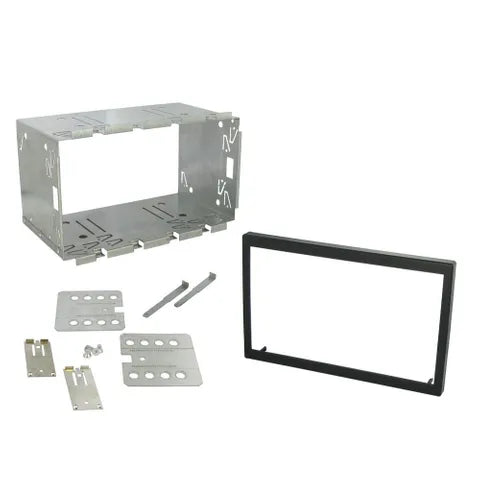 Universal Double DIN 110mm Mounting Cage with Black Trim | ISO Sleeve for Head Unit Installation