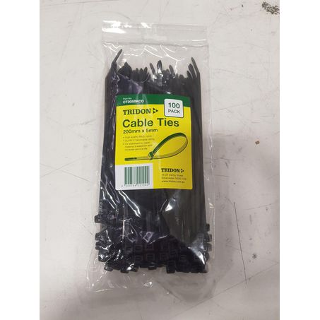 SAS AUTO PARTS CABLE TIE 200MM X 5MM 100 PK TRI-CT205BKCD