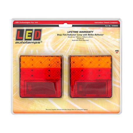 LEDAUT 12V LED Stop/Tail/Indicator Light With Reflex Reflector Twin Bl 100BAR2