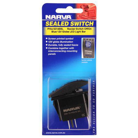 Narva SEALED ROCKER SWITCH OFF/ON SPDT 12V BLUE ILLUMINATED LED LIGHT BAR SY