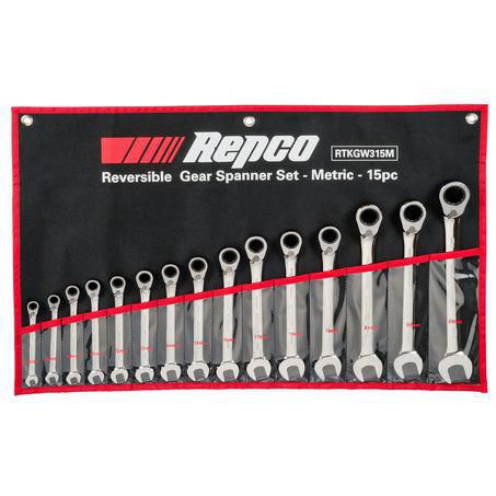 Repco 15 Piece Ratcheting Spanner Set Metric RTKGW315M
