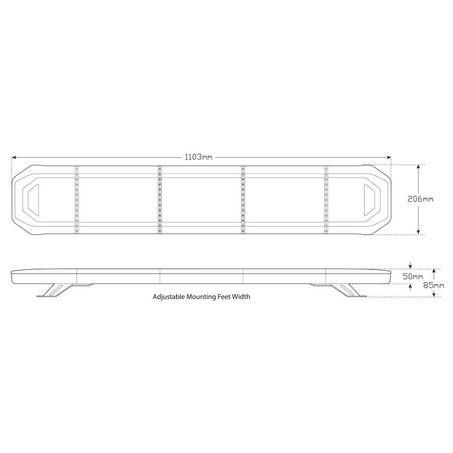 LED AUTOLAMPS LEDAUT - 10/30V Amber Emergency Light Bar Clear Lens 10 Selectable Flash Patterns LB1103ACM