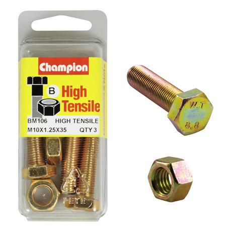 CHAMPION AUTO PARTS Champion Screw & Nut Pack M10 x 35 x 1.25 BM106