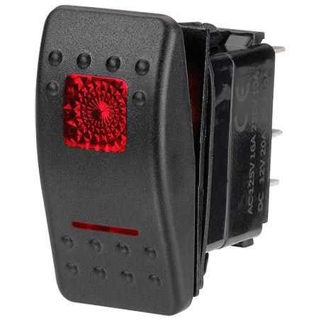 Narva SEALED ROCKER SWITCH OFF/MOMENTARY ON SPST 12V RED ILLUMINATED (CONTAC