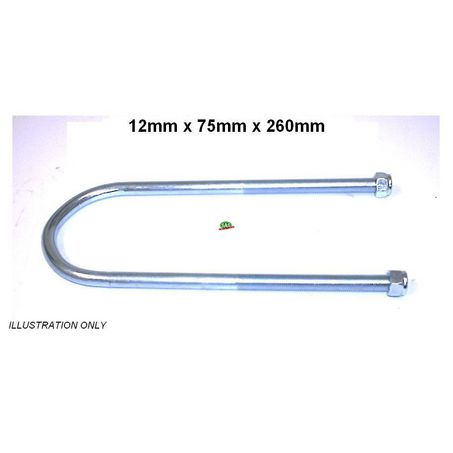 SAS AUTO PARTS U BOLTS 12MM X 75MM X 260MM UBL01
