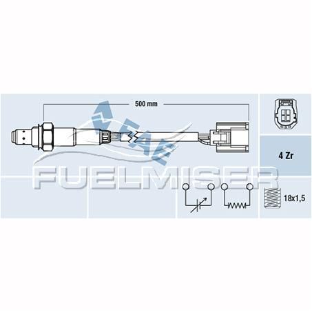 FUELMISER OXYGEN SENSOR DIRECT FIT 4 WIRE 500MM CABLE