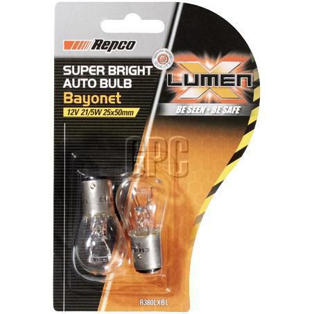 Repco P21/5W Bayonet Off-set pins Globe 12V 21/5W BAY15d Pack of 2 R380LXBL