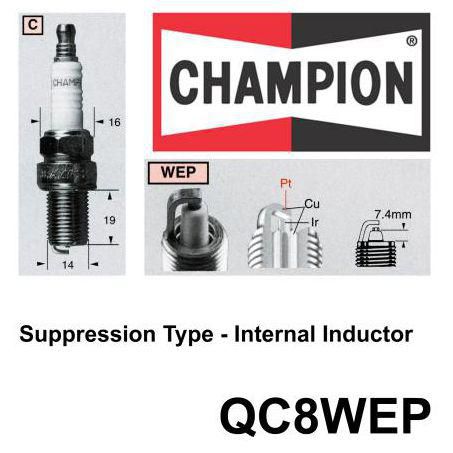Champion Marine / Motorcycle Spark Plug QC8WEP
