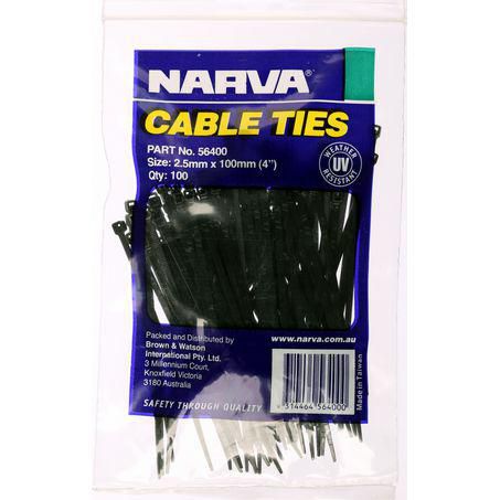 Narva NYLON CABLE TIES 2.5MM X 100MM 100 PCE