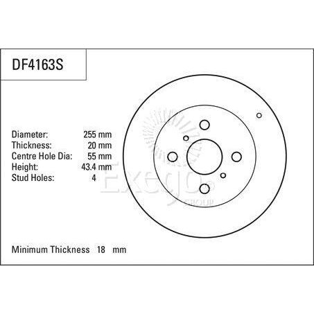 TRW Disc Brake Rotor 255mm x 18 Min