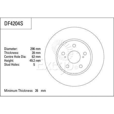 TRW Disc Brake Rotor 296mm x 26 Min