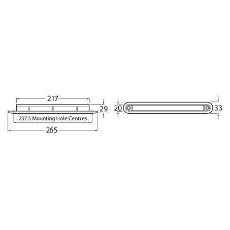 HELLA Led Strip Rigid 12V Flush Mount 265mm 95907360