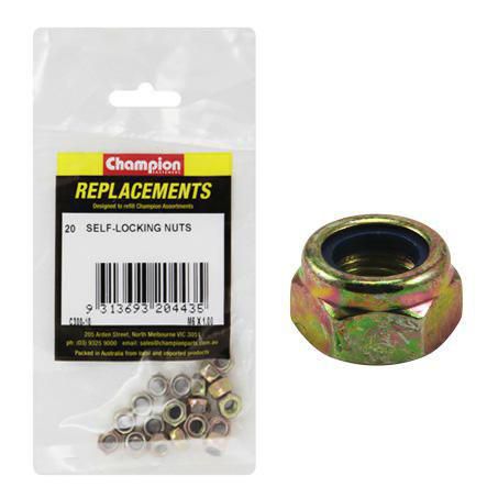 CHAMPION AUTO PARTS Champion M6 x 1.00 Locking Nuts Pack C300-10