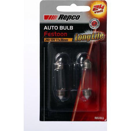 Repco 11X36 Festoon Globe 24V 5W SV8.5-8 Pack of 2 R653BLL