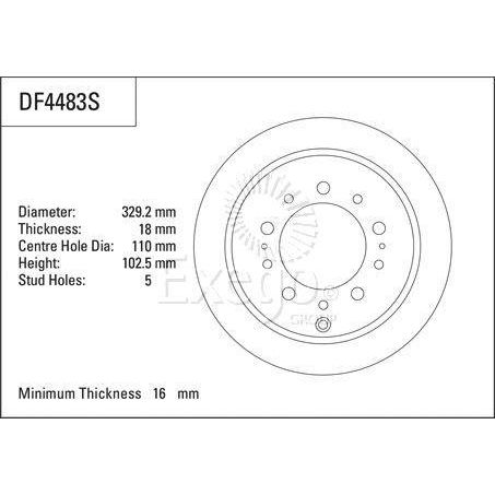 TRW Disc Brake Rotor 329.2mm x 16 Min