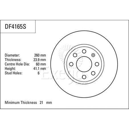 TRW Disc Brake Rotor 260mm x 21 Min