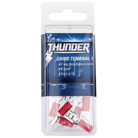 Thunder Crimp Terminal 2 Way Male/Female Blade Red 6.3mm 10Pk TDR06001