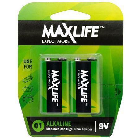 MAXLIFE BATTERY ALKALINE 9V - 2 PACK BAT9V-A2