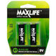MAXLIFE BATTERY ALKALINE 9V - 2 PACK BAT9V-A2