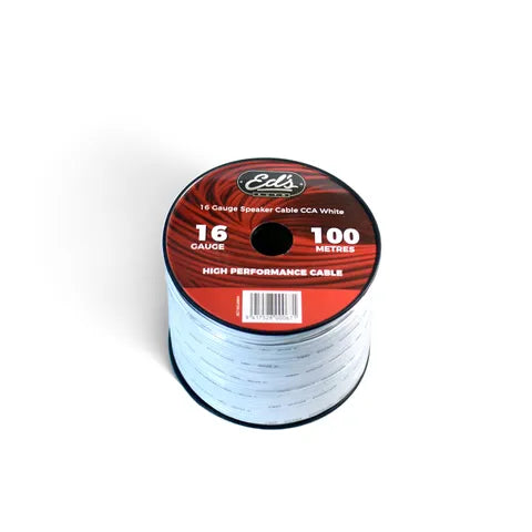 EDS EBS-16-100M 16 Gauge CCA Speaker Cable | White | 100 Metre Roll