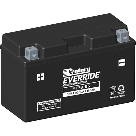 EVERRIDE Century EverRide AGM VRLA Motorcycle Battery 12V 6.5AH 18 Month Warranty YT7B-BS