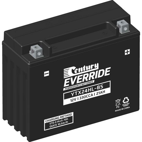 EVERRIDE Century EverRide AGM VRLA Motorcycle Battery 12V 21AH 18 Month Warranty YTX24HL-BS