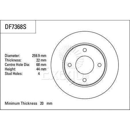 TRW Disc Brake Rotor 260mm