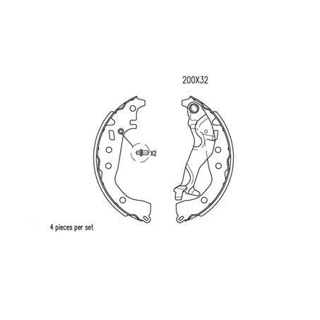 TruStop Brake Shoe 200mm x 32mm (Fixed H/Brake Lever) - TSS8673HB