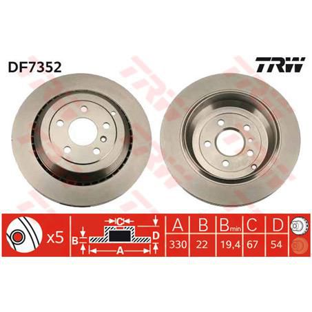 TRW Disc Brake Rotor 330mm x 19.4 Min