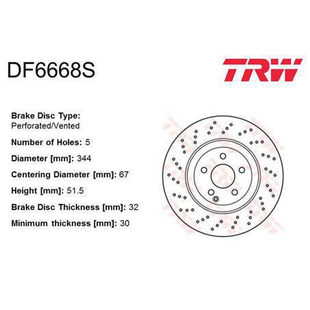 TRW Disc Brake Rotor 344mm x 30 Min