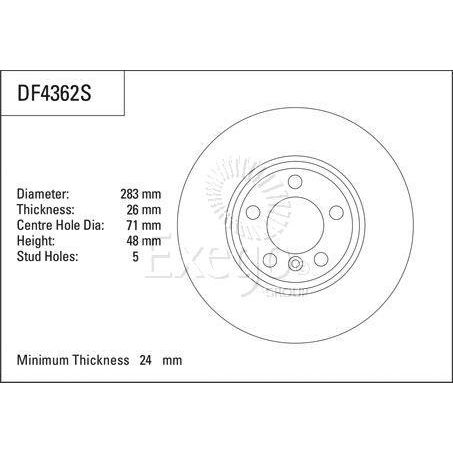 TRW Disc Brake Rotor 283mm x 24 Min