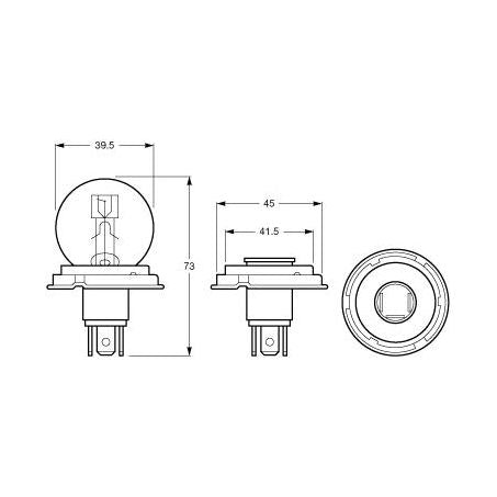 Hella R2 P45T41 Globe 12V 45/40W A1245/40