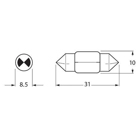HELLA 12V Festoon SV8.5 Globe 10W