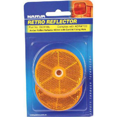 Narva Reflector Round Amber 60mm - 2 Pce
